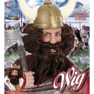 Wikinger König Perücke mit Bart für Herren braun