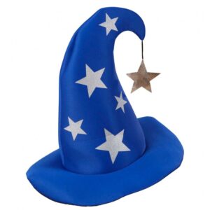 Zauberer Hut blau mit Sternen