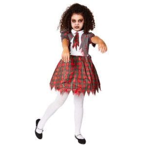 Untotes Zombie Schulmädchen Kostüm-Kinder 5-6 Jahre