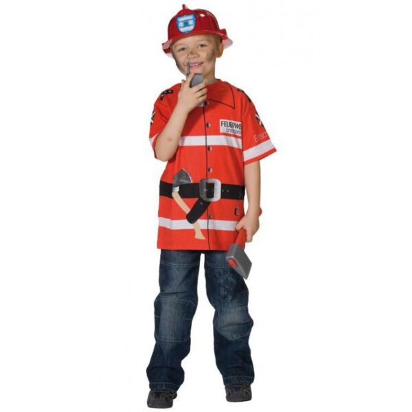 Feuerwehrshirt Kostüm für Kinder-Kinder 128