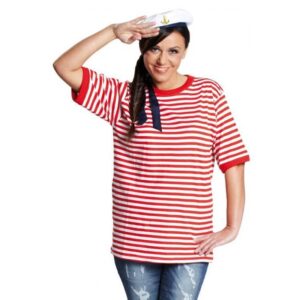 Kurzarm Ringelshirt rot-weiß für Damen und Herren-8