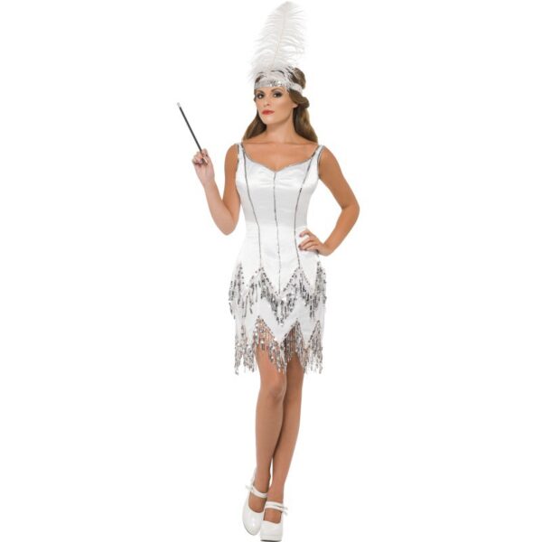 Flapper Girl Kostüm 20er Jahre weiß-M