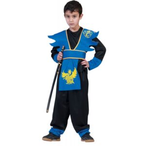 Dragon Fighter Ninja Kostüm für Kinder blau