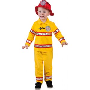 Gelber Feuerwehrmann Kinderkostüm-Kinder 3-4