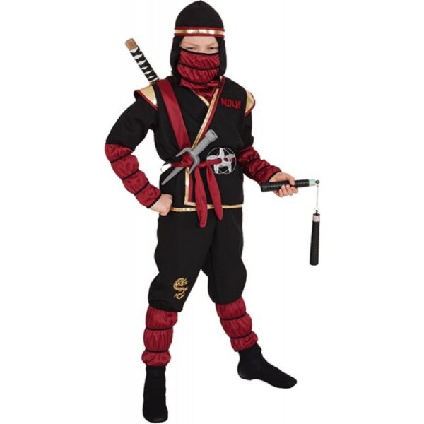 Ninja Fighter Kinderkostüm schwarz-rot-Kinder 104/116