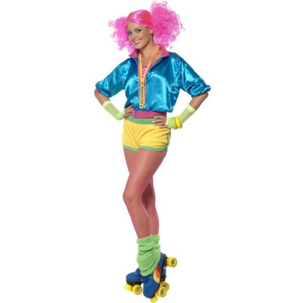 80er Jahre Neon Skater Girl Kostüm-S