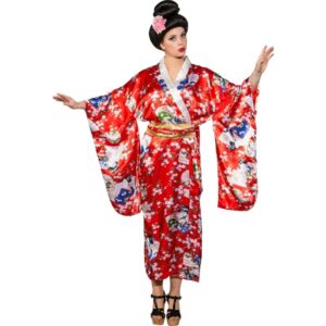 Geisha Asia Kimono Damenkostüm rot-M/L