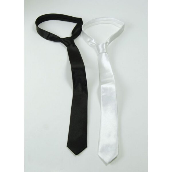 Glanz Satin-Krawatte in zwei Farben-weiß