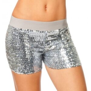 Disco Pailletten-Hotpants silber-Damen 38