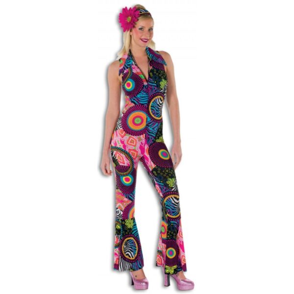 Freaky Hippie Catsuit Kostüm Deluxe-Damen 36