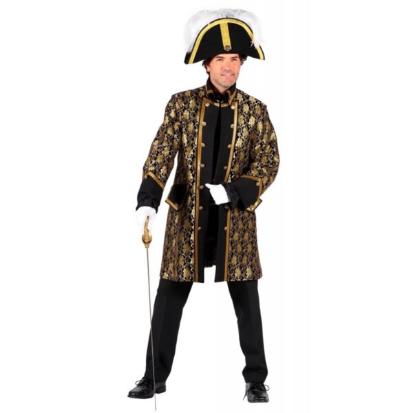 Venezianische Barock Piraten Jacke für Herren schwarz-XL