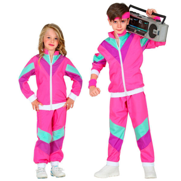 80er Jahre Trainingsanzug für Kinder pink-Kinder 158