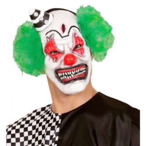 Killer Clown Latex-Halbmaske mit Haaren