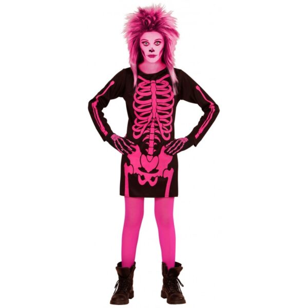 Pink Skeleton Mädchenkostüm-Kinder 158