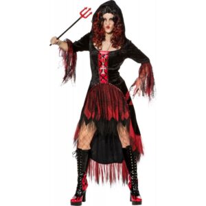 Schwarz-rotes Kleid Queen of Hell-Damen 42/44