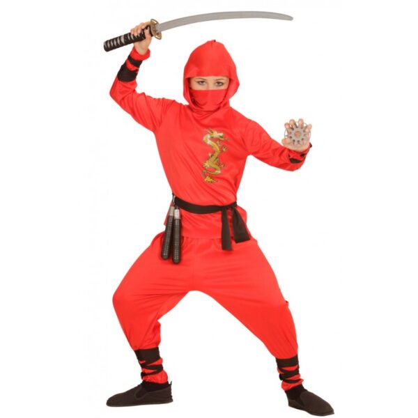 Red Ninja Fighter Kostüm für Kinder-Kinder 4-5 Jahre