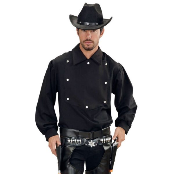 Schwarzes Cowboyhemd für Herren Deluxe-XL
