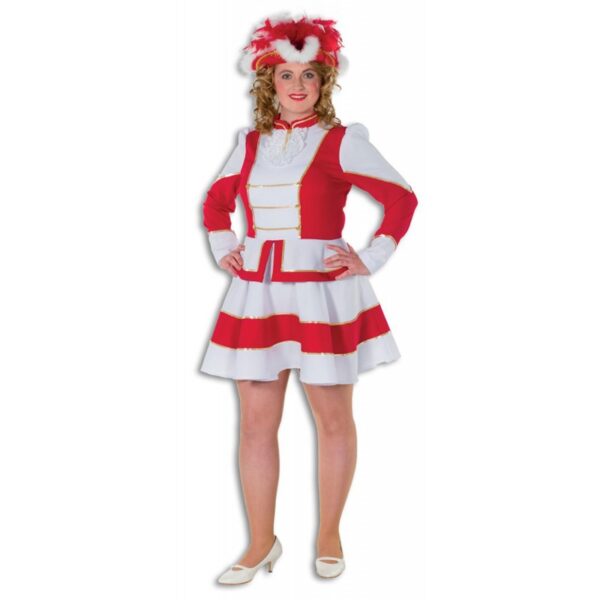 Tanzmariechen Garde Plus-Size Kostüm rot-weiß-Damen 60