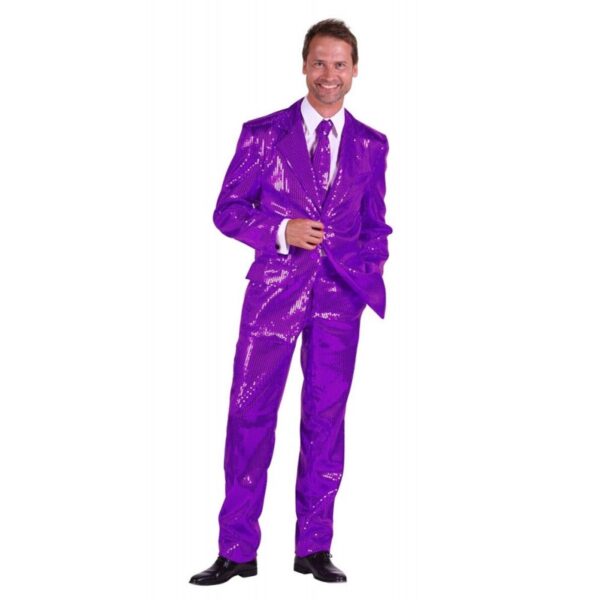 Party Pailletten-Anzug für Herren violett Deluxe-Herren 60