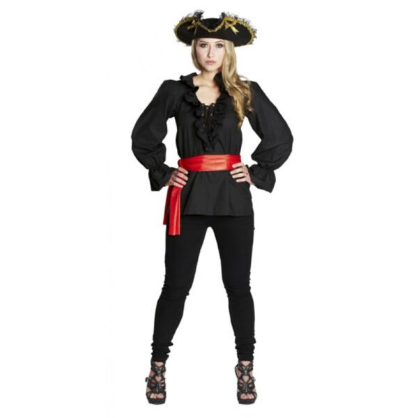 Piratenbluse schwarz für Damen-Damen 52