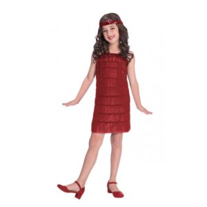 20er Jahre Flapper Kinderkostüm Red Deluxe-Kinder 8-10 Jahre