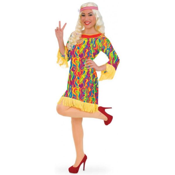 Flower Power Hippie Kleid Lizzie-Damen 42