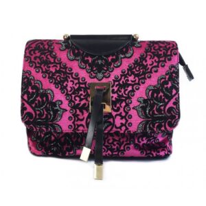 Elegante Handtasche Brokatmuster pink-schwarz