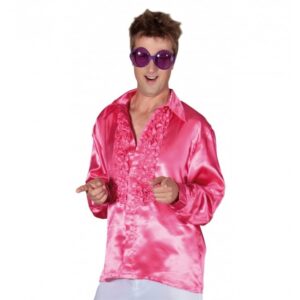 Luxus Discohemd für Herren Pink-XL