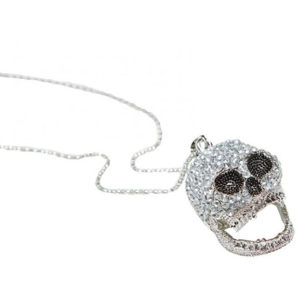 Glitzer Totenkopf Kette mit Strass